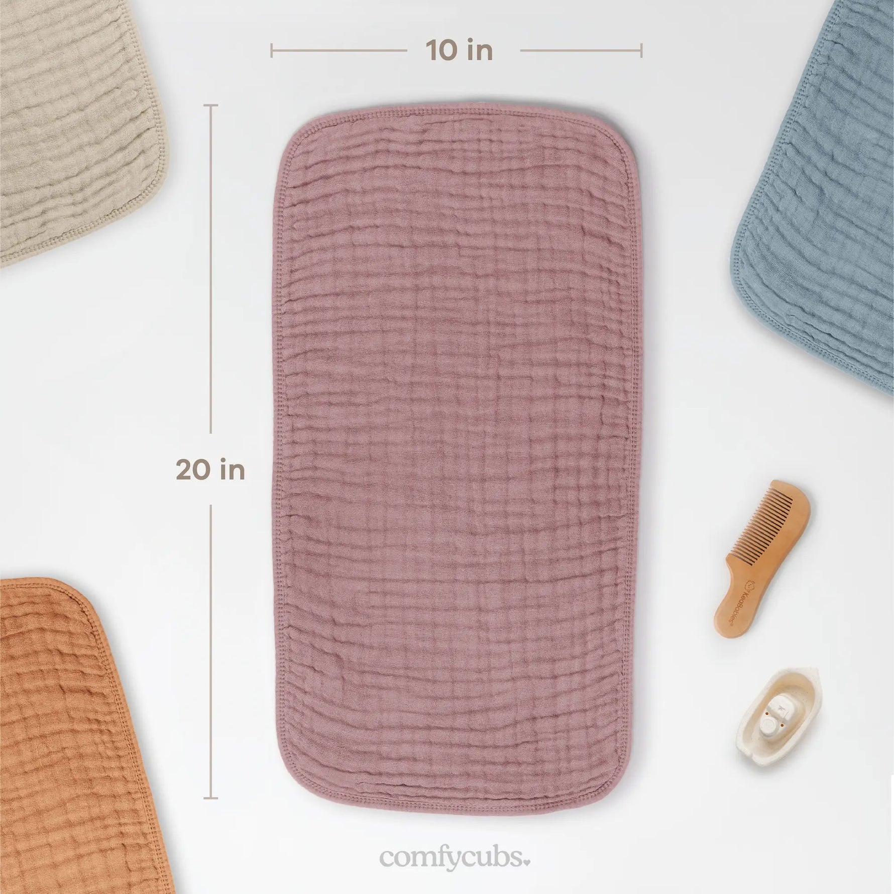Comfy Cubs Muslin Burp Cloths in Mauve - 
