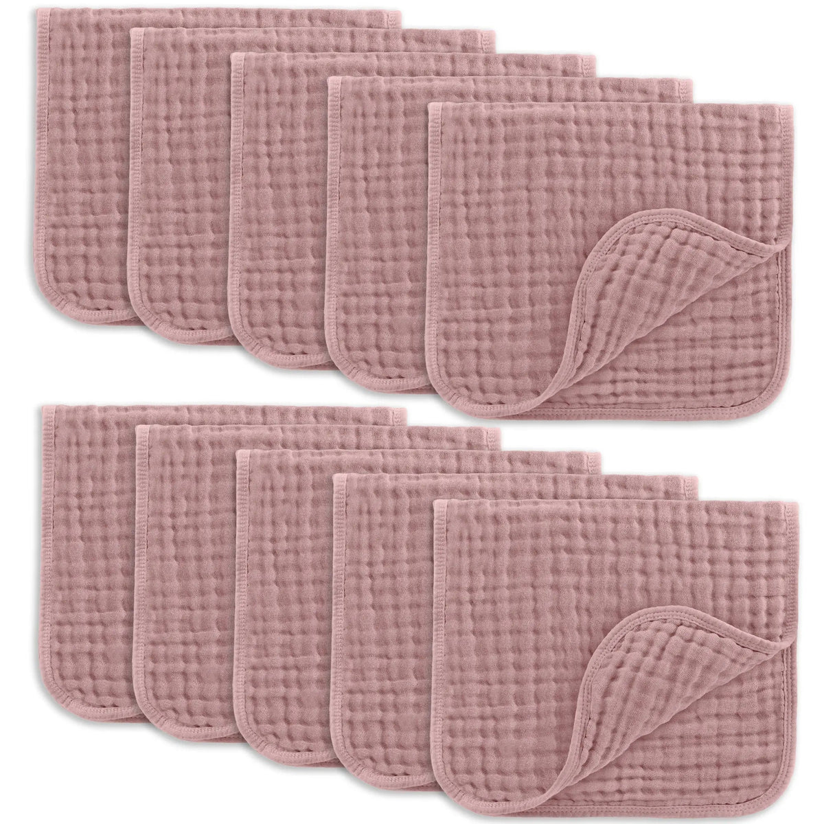 Comfy Cubs Muslin Burp Cloths in Mauve - 