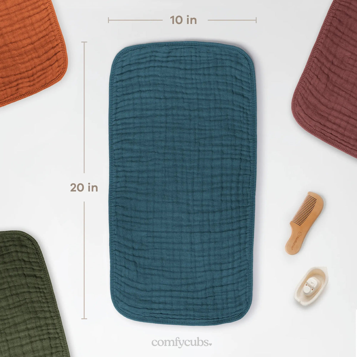 Comfy Cubs Muslin Burp Cloths in Neptune - 