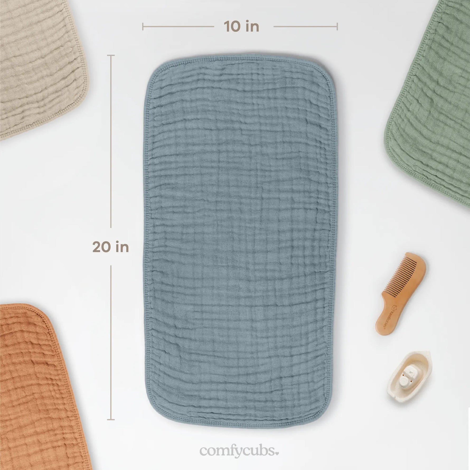 Comfy Cubs Muslin Burp Cloths in Pacific Blue - 