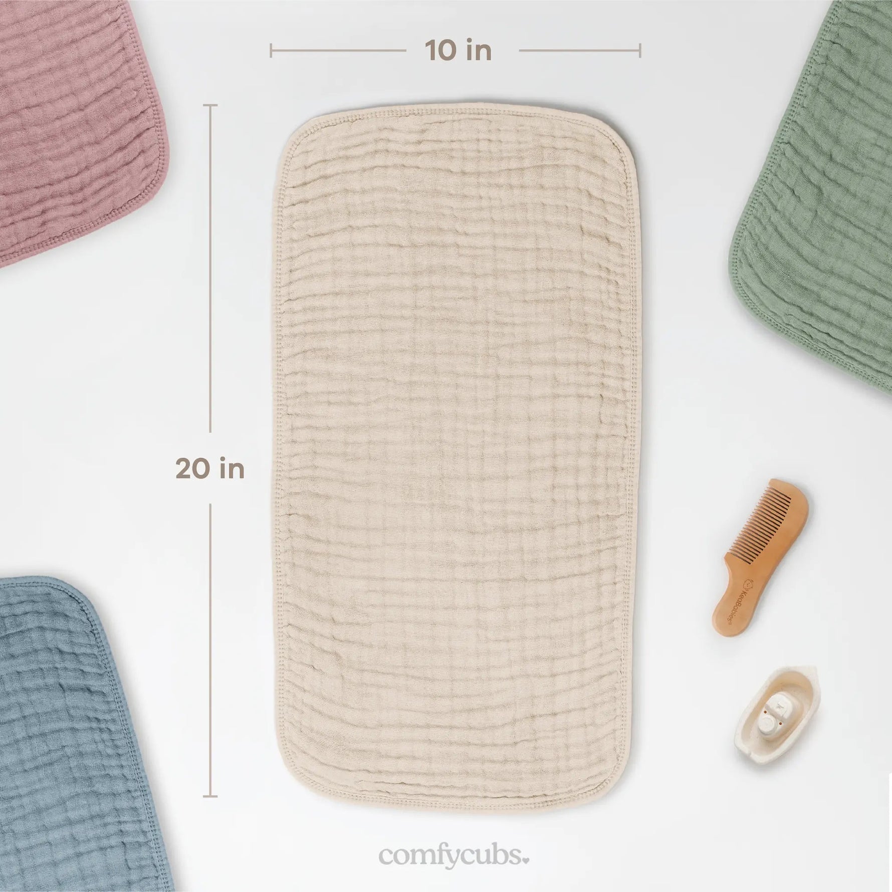 Comfy Cubs Muslin Burp Cloths in Sand - 