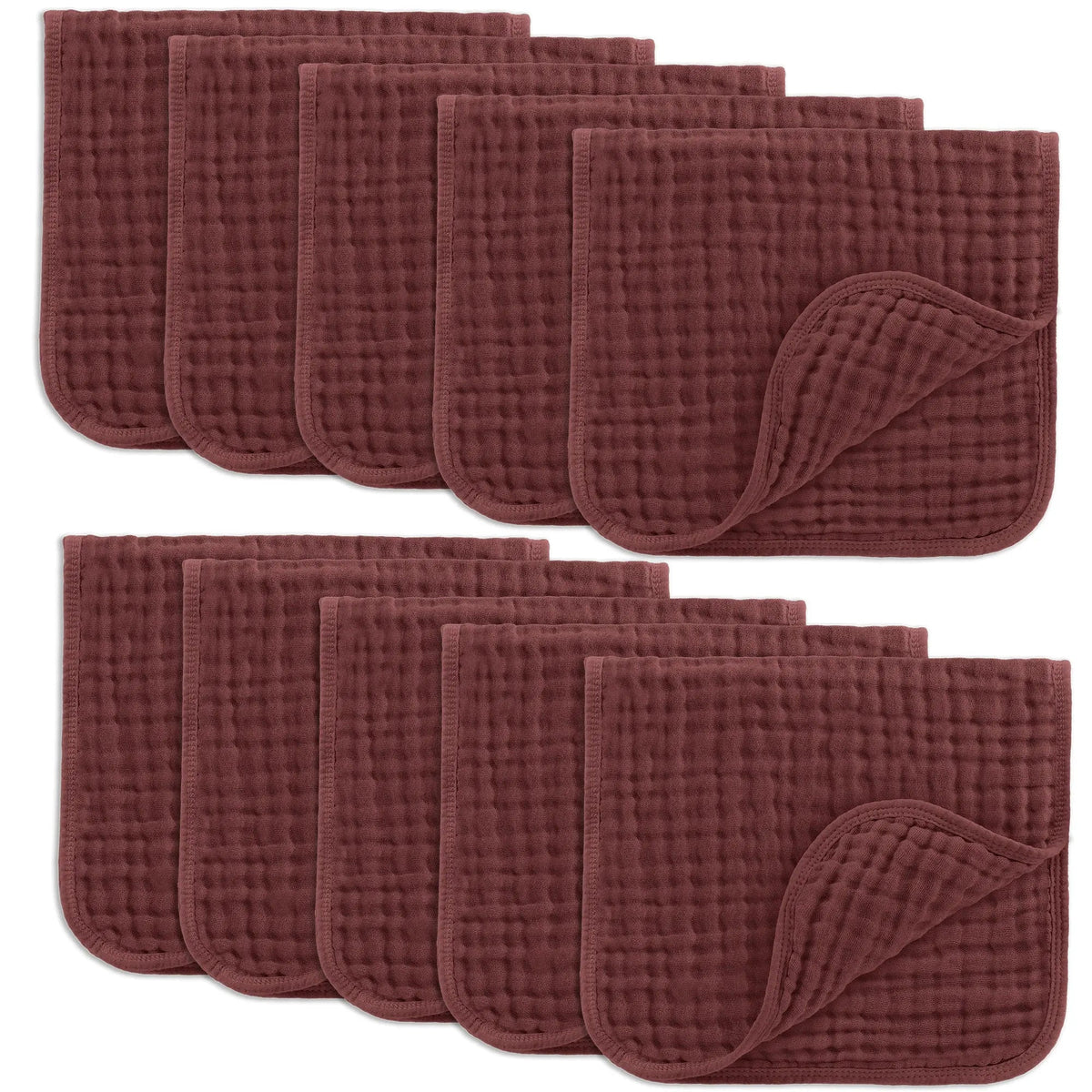 Comfy Cubs Muslin Burp Cloths in Wine - 