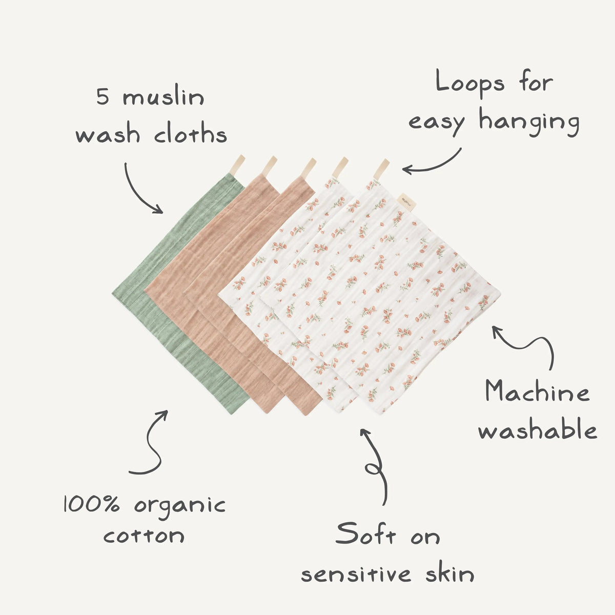 Mushie Muslin Cotton Washcloth - 