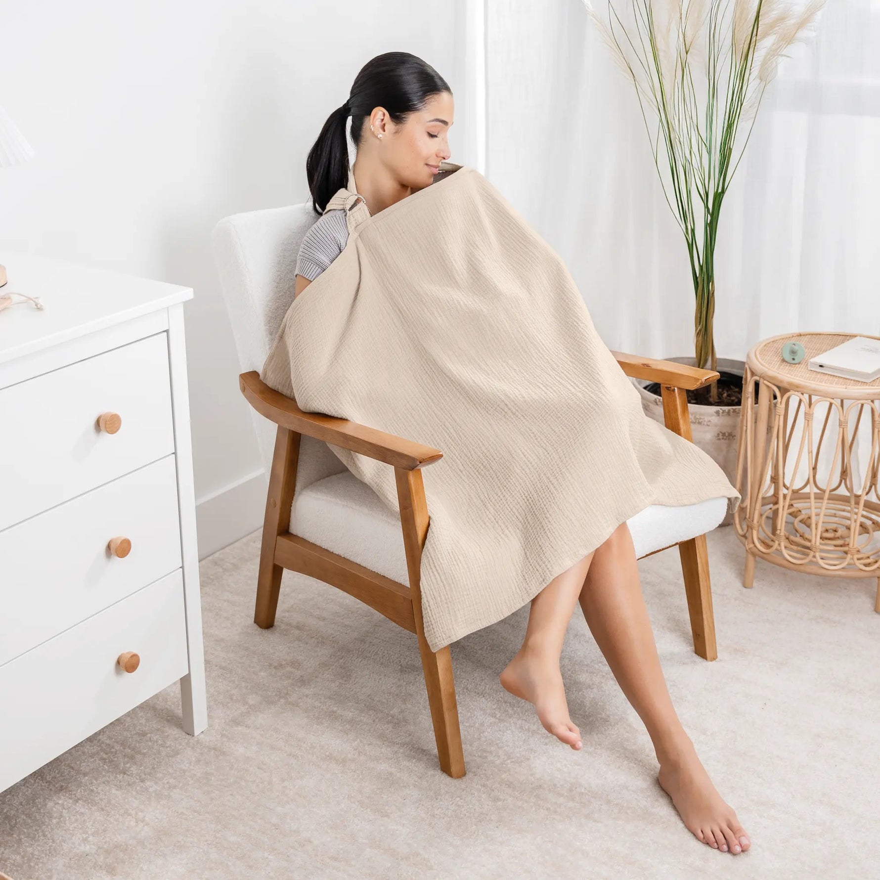 Comfy Cubs Muslin Nursing Cover, Pack of 2 in Sand and Cedar - 