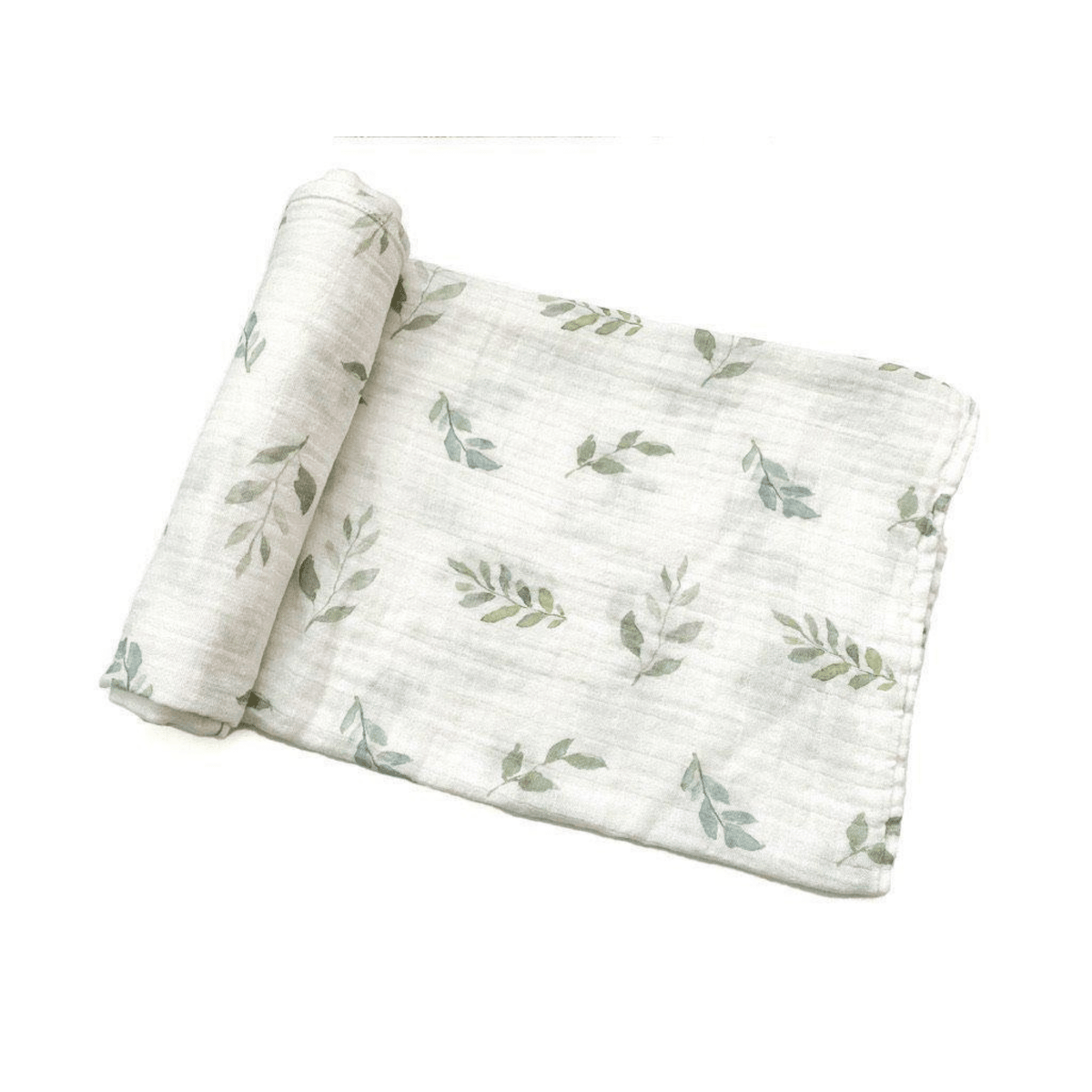 Organic Muslin Swaddle Blanket - Green Leaves by Harp Angel Boutique at Everetts Place