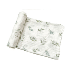 Organic Muslin Swaddle Blanket - Green Leaves by Harp Angel Boutique at Everetts Place
