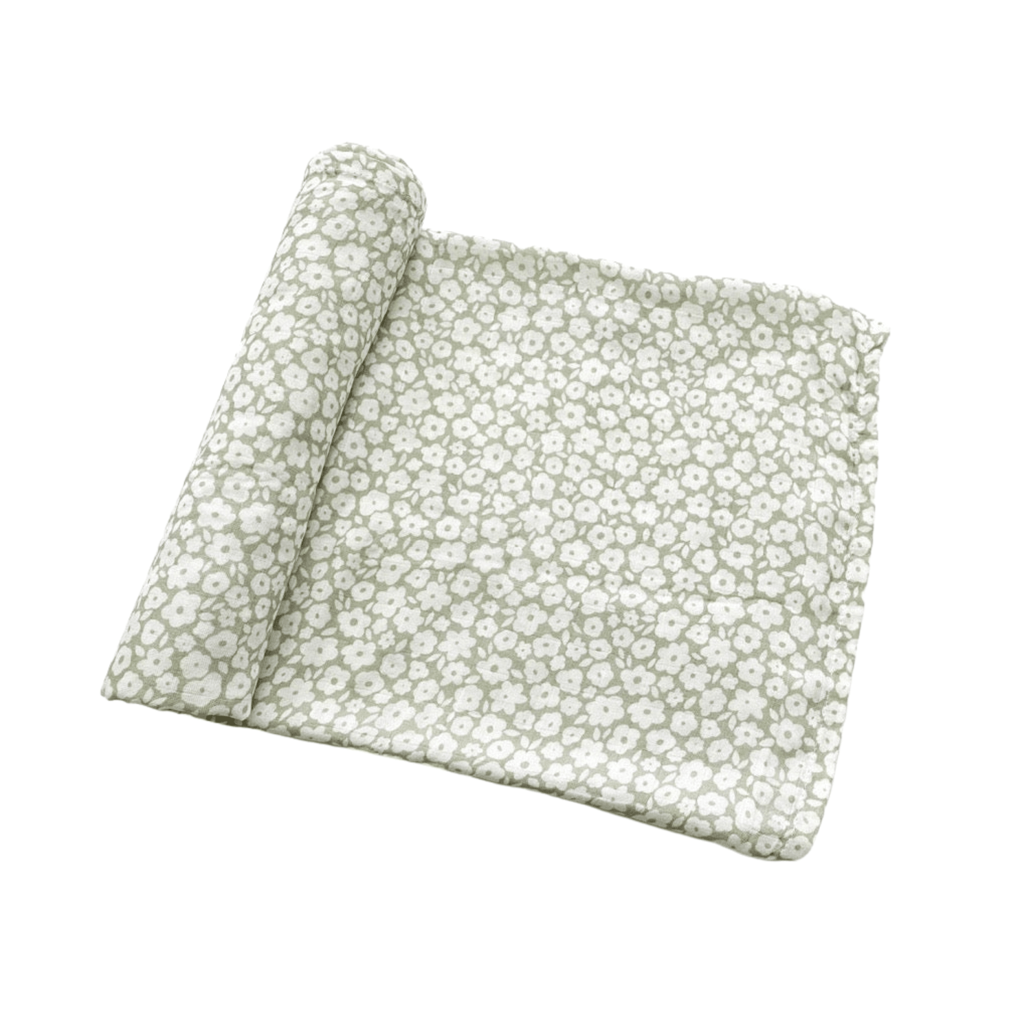 Organic Muslin Swaddle Blanket - Sage Ditsy Floral by Harp Angel Boutique at Everetts Place