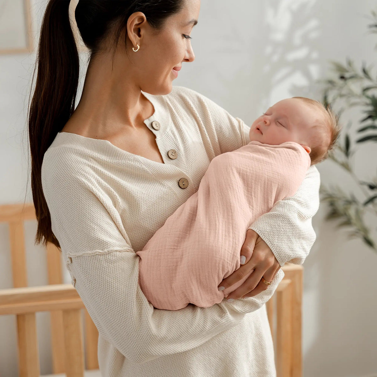 Comfy Cubs Muslin Swaddle Blankets, 42” x 42” in Blush, Bold Blush, Dusty Rose, Pack of 3 - 