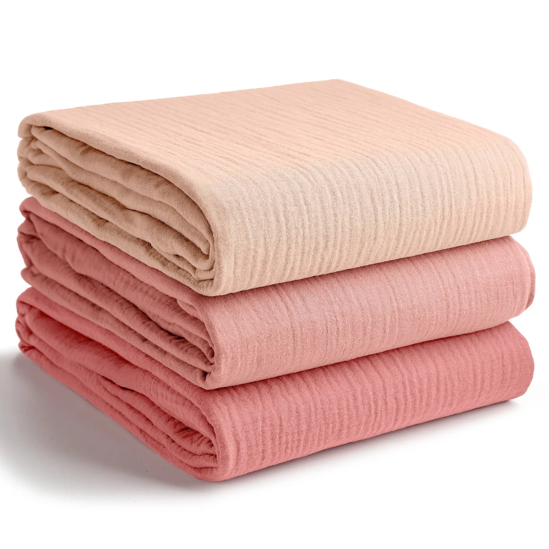 Comfy Cubs Muslin Swaddle Blankets, 42” x 42” in Blush, Bold Blush, Dusty Rose, Pack of 3 - 