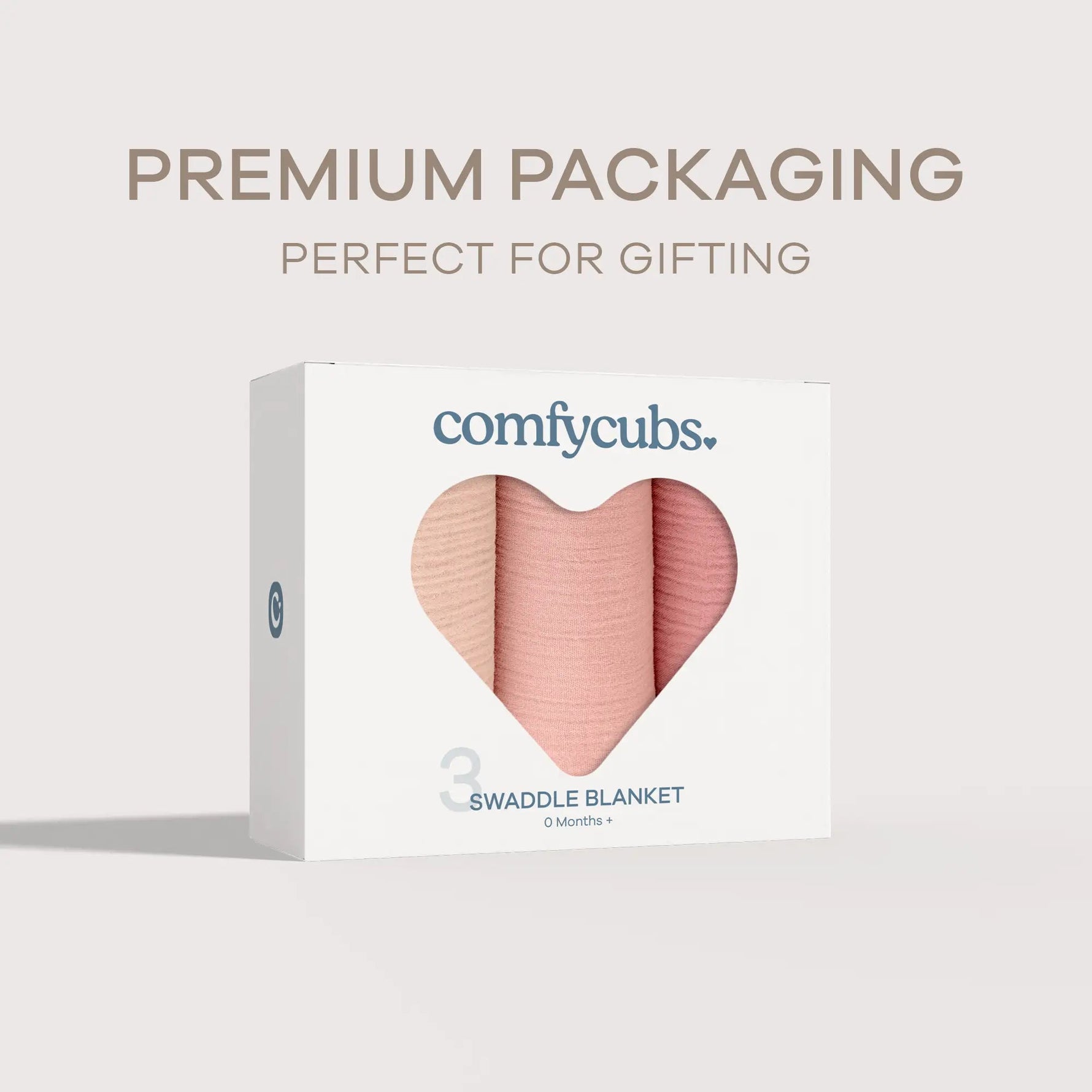 Comfy Cubs Muslin Swaddle Blankets, 42” x 42” in Blush, Bold Blush, Dusty Rose, Pack of 3 - 