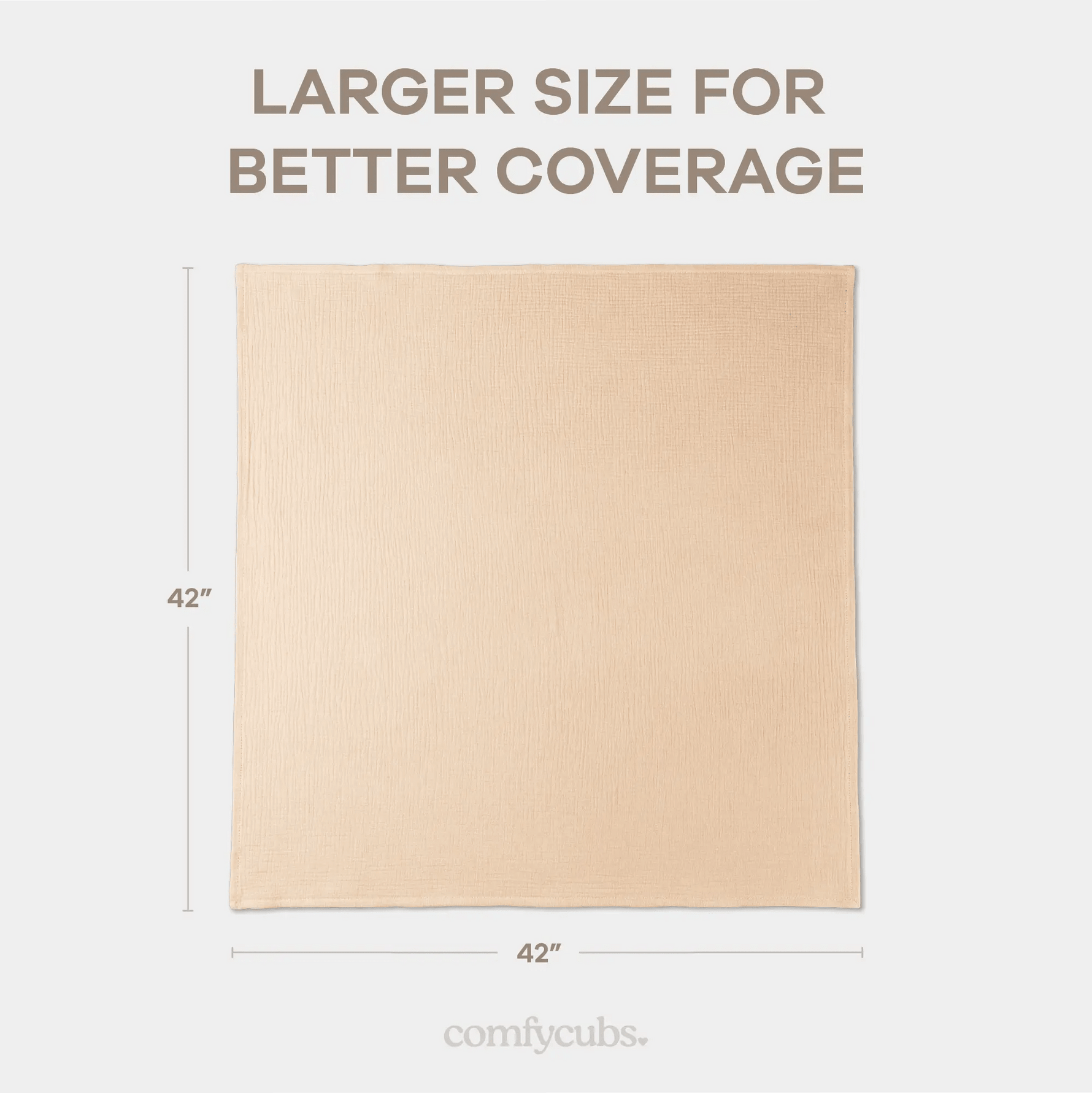 Comfy Cubs Muslin Swaddle Blankets, 42” x 42” in Cream, Blush, Mauve, Pack of 3 - 