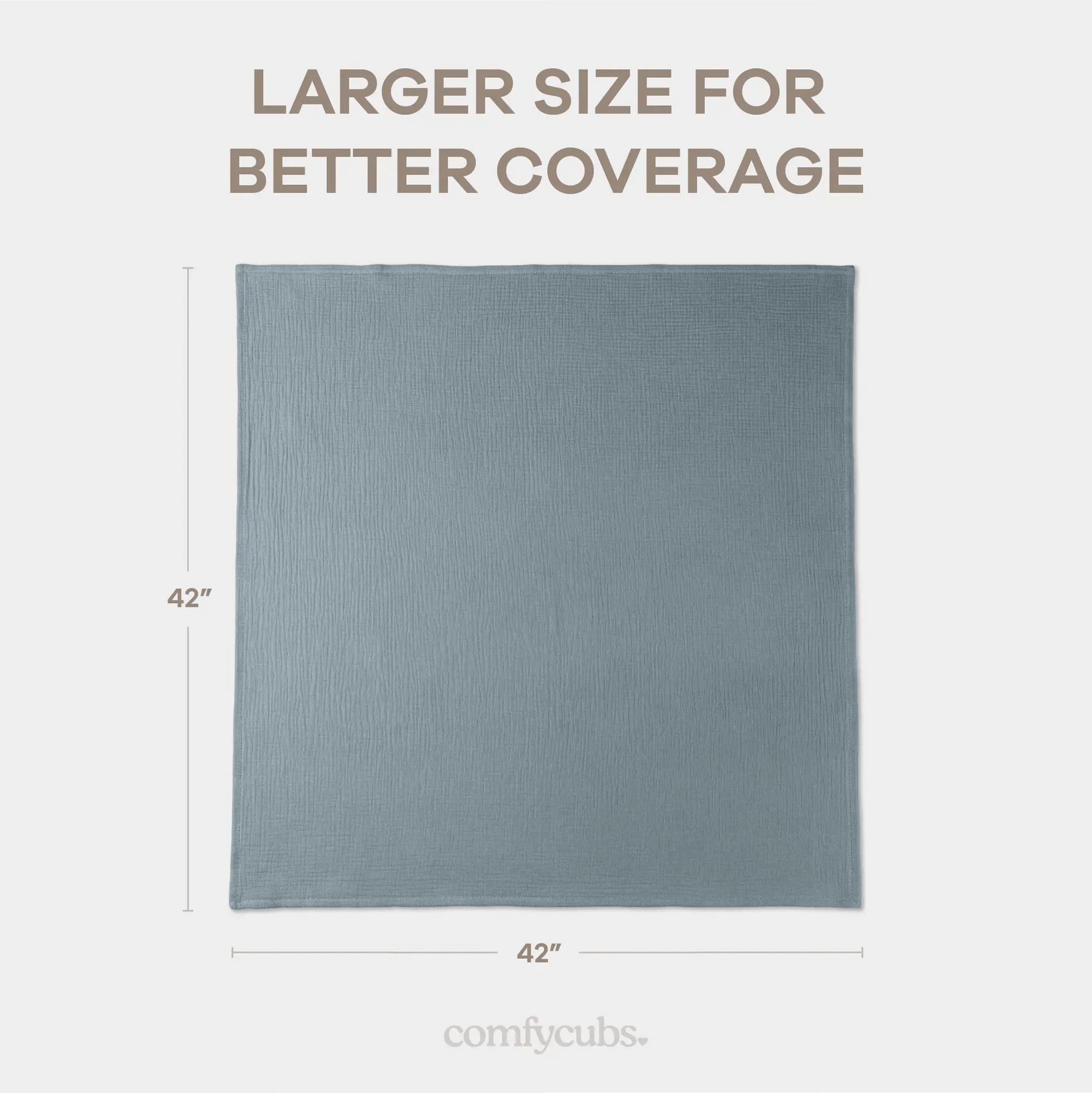 Comfy Cubs Muslin Swaddle Blankets, 42” x 42” in Heather Blue, Pacific Blue, Fern, Pack of 3 - 