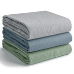 Comfy Cubs Muslin Swaddle Blankets, 42” x 42” in Heather Blue, Pacific Blue, Fern, Pack of 3 - 
