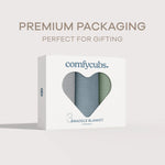 Comfy Cubs Muslin Swaddle Blankets, 42” x 42” in Heather Blue, Pacific Blue, Fern, Pack of 3 - 