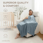 Comfy Cubs Muslin Swaddle Blankets, 42” x 42” in Heather Blue, Pacific Blue, Fern, Pack of 3 - 