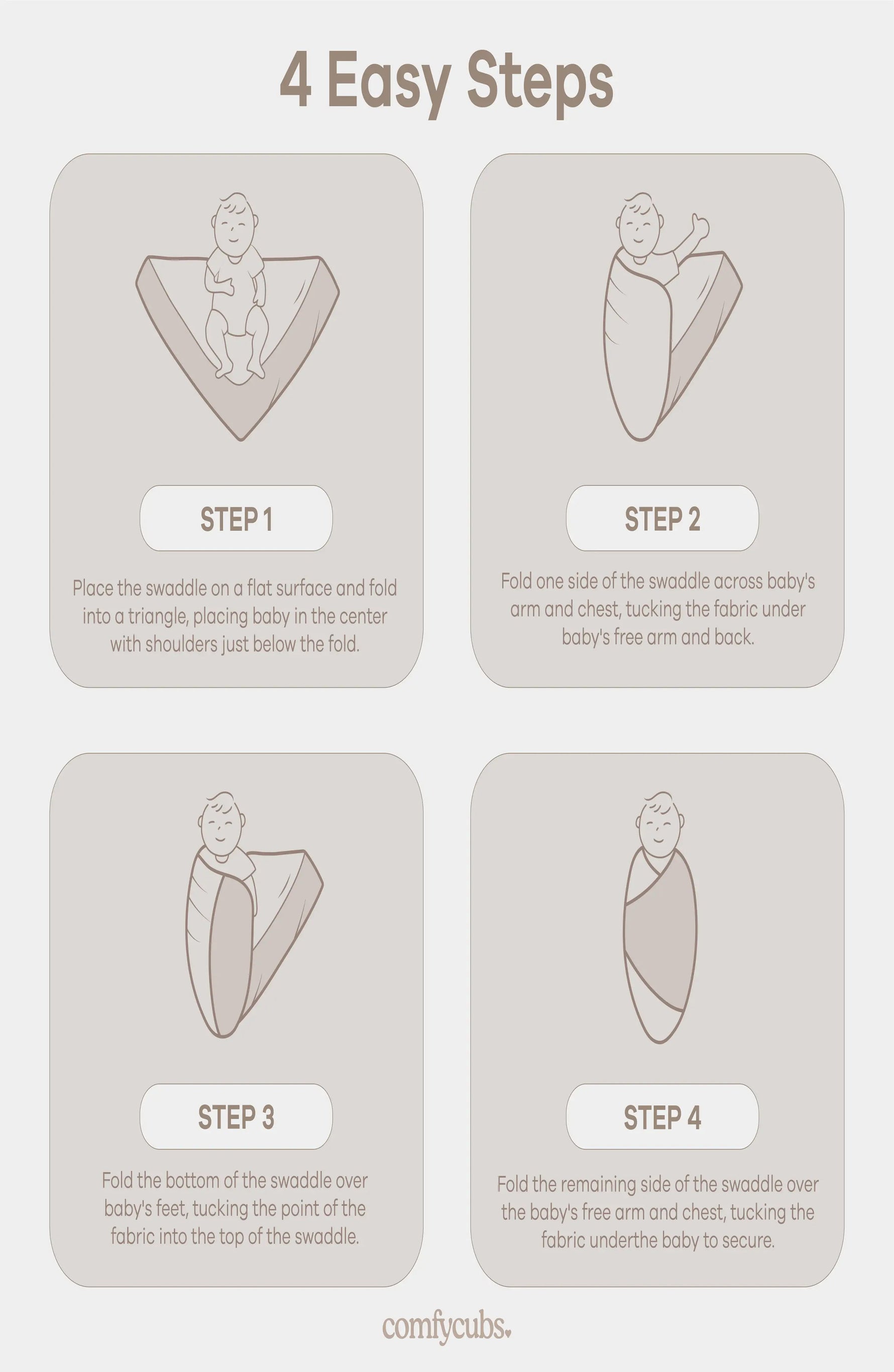 Comfy Cubs Muslin Swaddle Blankets, 42” x 42” in Sand, Cedar, Caramel, Pack of 3 - 