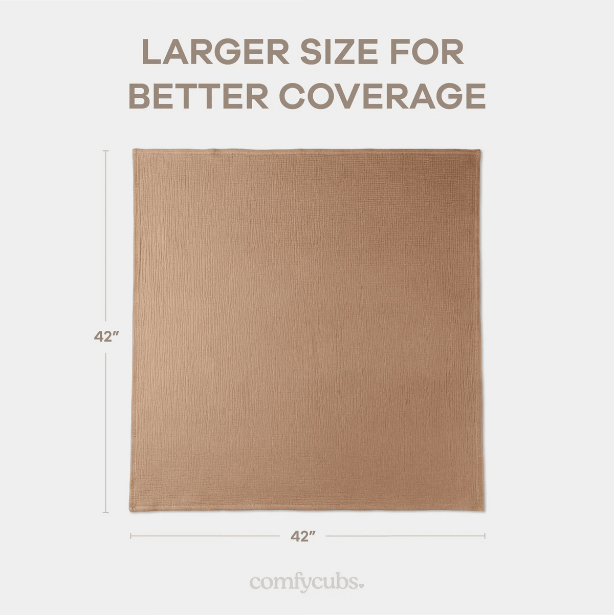 Comfy Cubs Muslin Swaddle Blankets, 42” x 42” in Sand, Cedar, Caramel, Pack of 3 - 