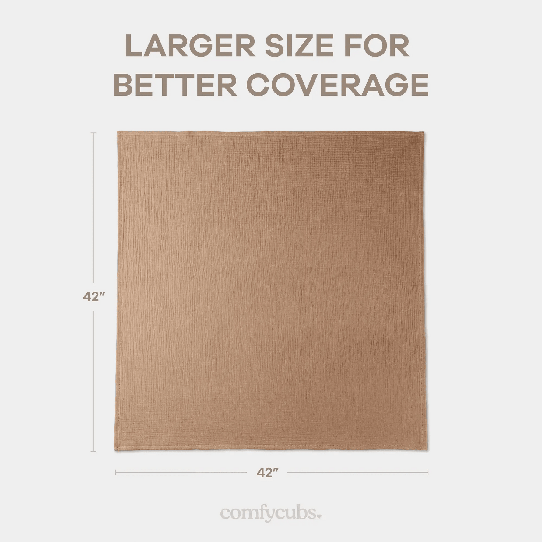 Comfy Cubs Muslin Swaddle Blankets, 42” x 42” in Sand, Cedar, Caramel, Pack of 3 - 