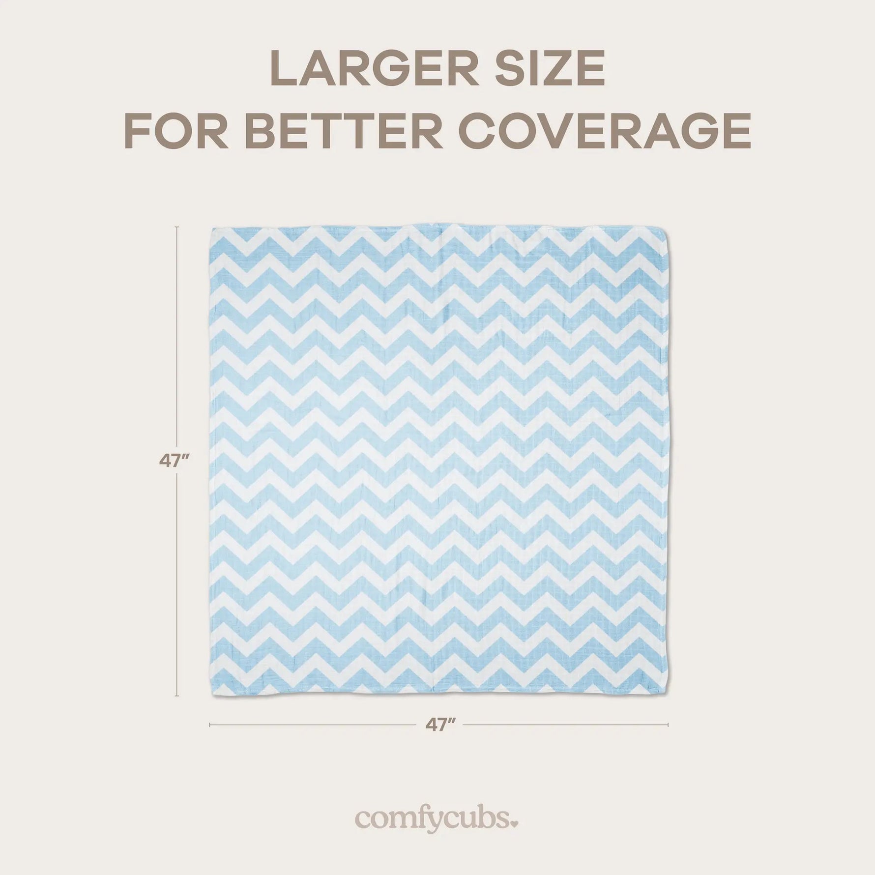 Comfy Cubs Muslin Swaddle Blankets 47” x 47” in Blue, 4 Pack - 