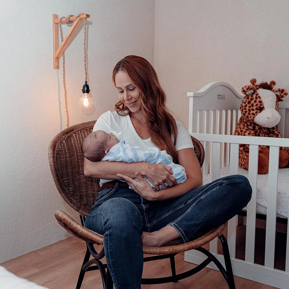 Comfy Cubs Muslin Swaddle Blankets 47” x 47” in Blue, 4 Pack - 