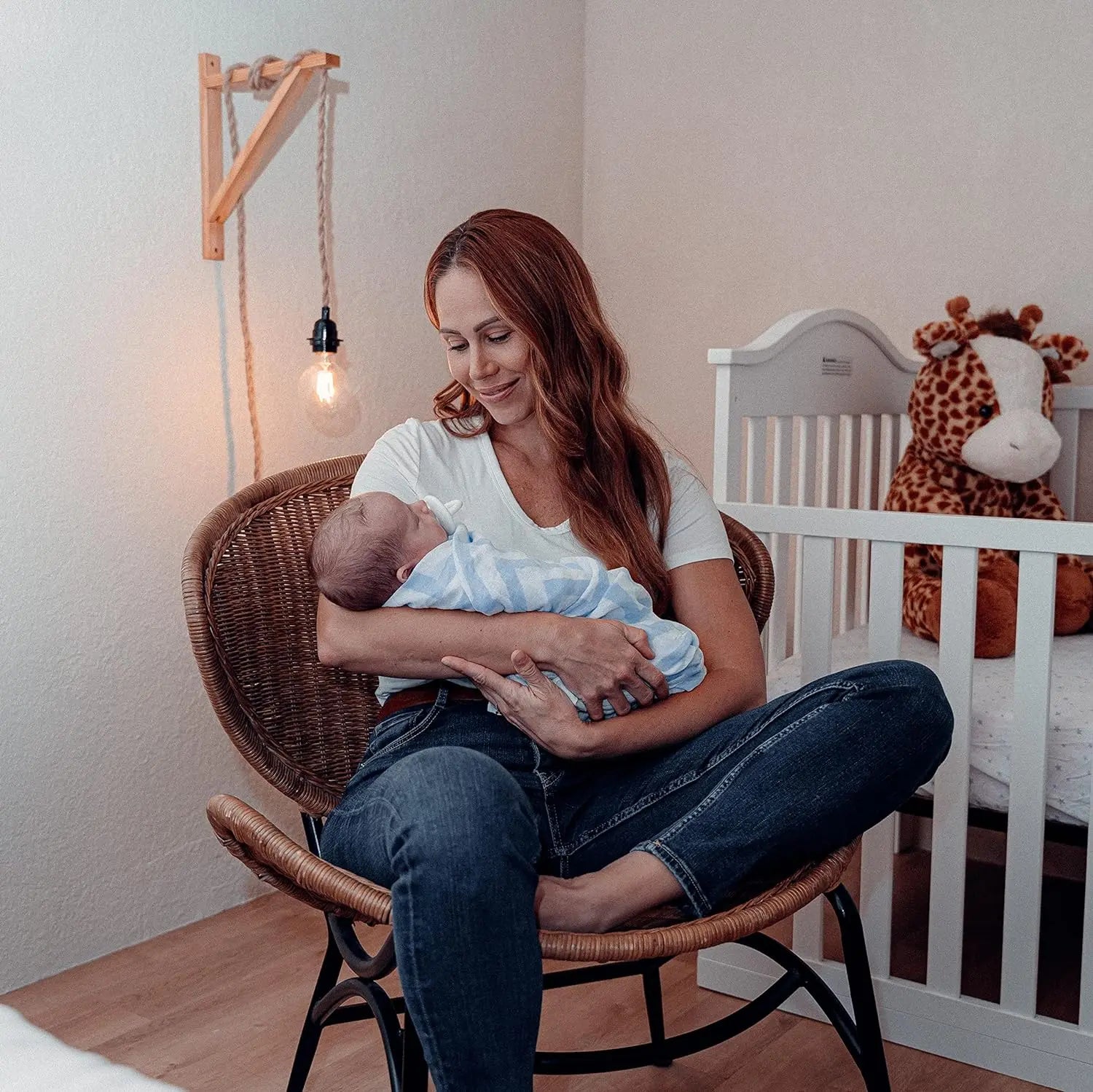 Comfy Cubs Muslin Swaddle Blankets 47” x 47” in Blue, 4 Pack - 