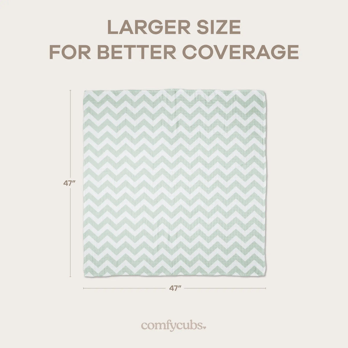 Comfy Cubs Muslin Swaddle Blankets 47” x 47” in Green, 4 Pack - 