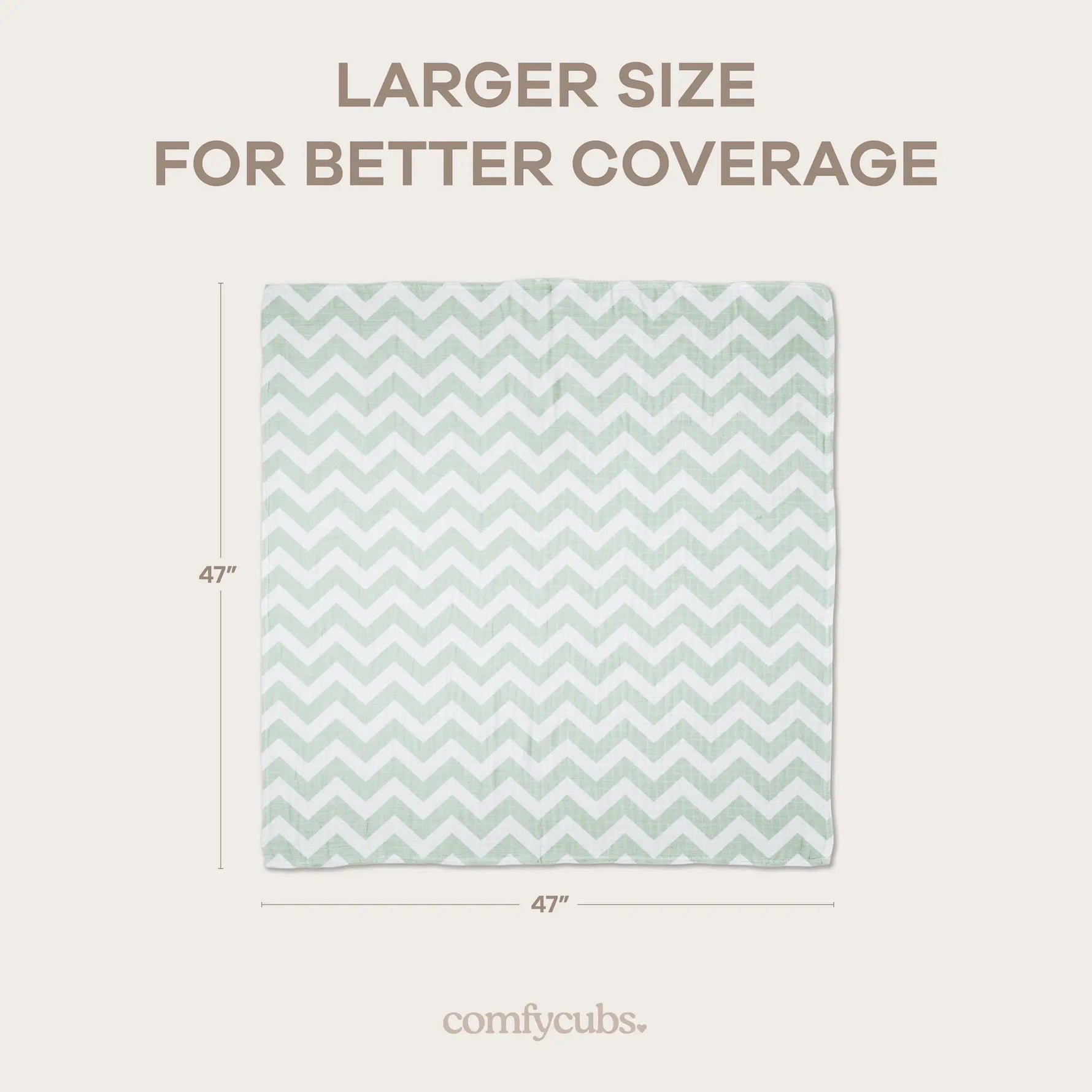 Comfy Cubs Muslin Swaddle Blankets 47” x 47” in Green, 4 Pack - 