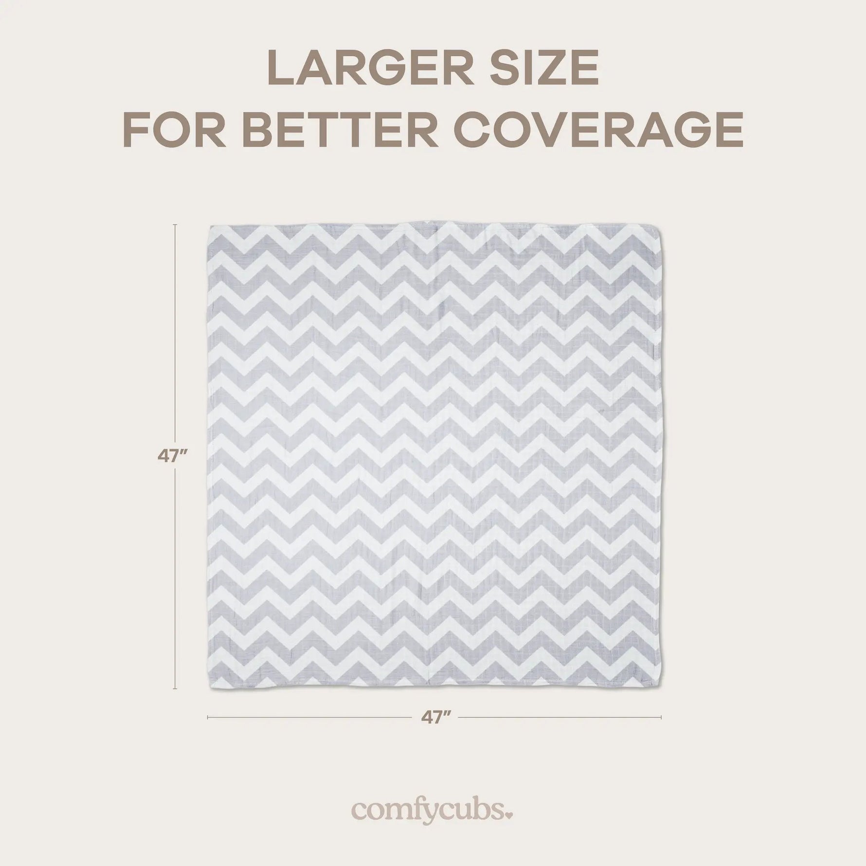 Comfy Cubs Muslin Swaddle Blankets 47” x 47” in Grey, 4 Pack - 
