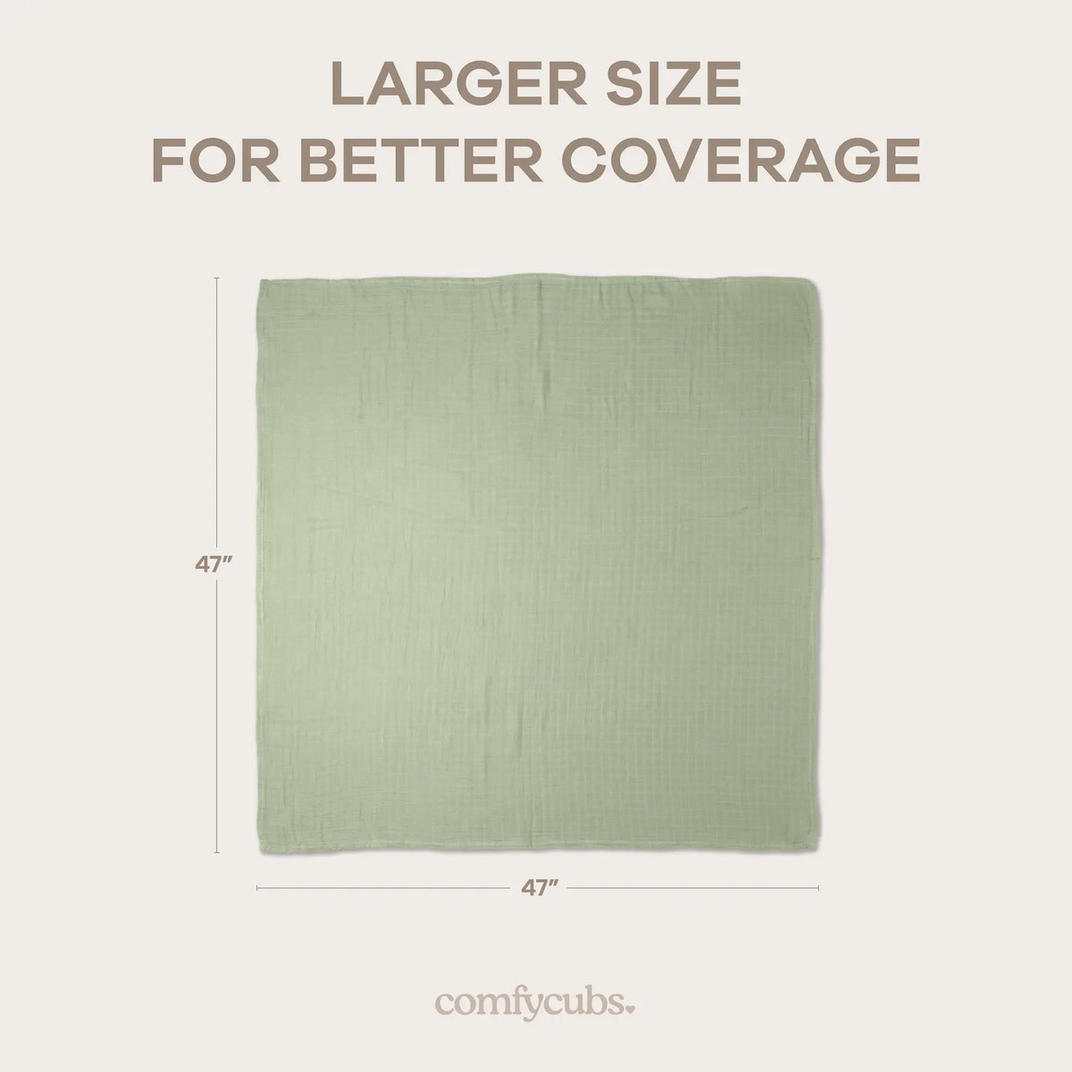 Comfy Cubs Muslin Swaddle Blankets 47” x 47” in Pacific Blue, Cedar, Sage, Blush, 4 Pack - 