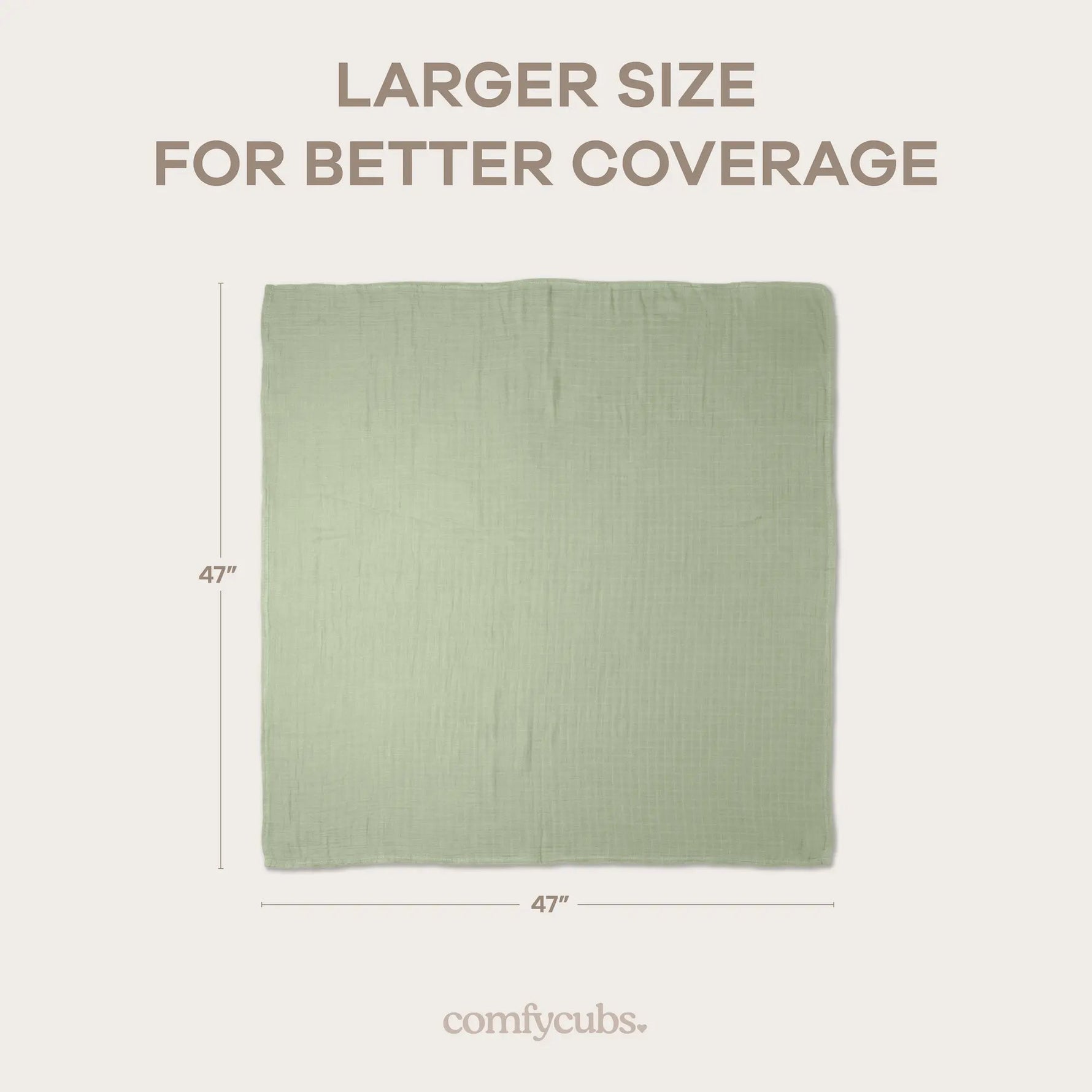 Comfy Cubs Muslin Swaddle Blankets 47” x 47” in Pacific Blue, Cedar, Sage, Blush, 4 Pack - 