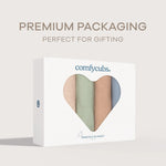 Comfy Cubs Muslin Swaddle Blankets 47” x 47” in Pacific Blue, Cedar, Sage, Blush, 4 Pack - 