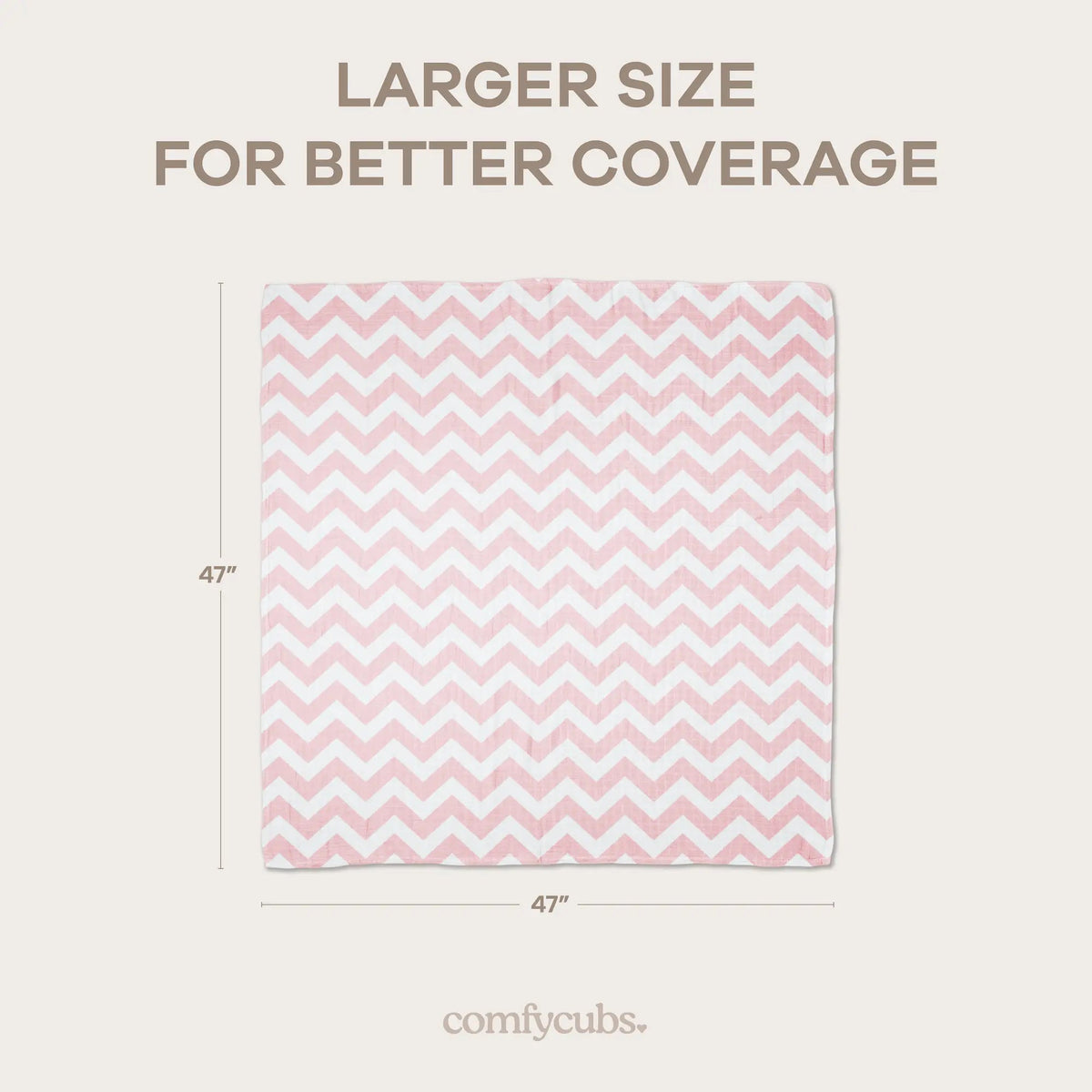 Comfy Cubs Muslin Swaddle Blankets 47” x 47” in Pink, 4 Pack - 