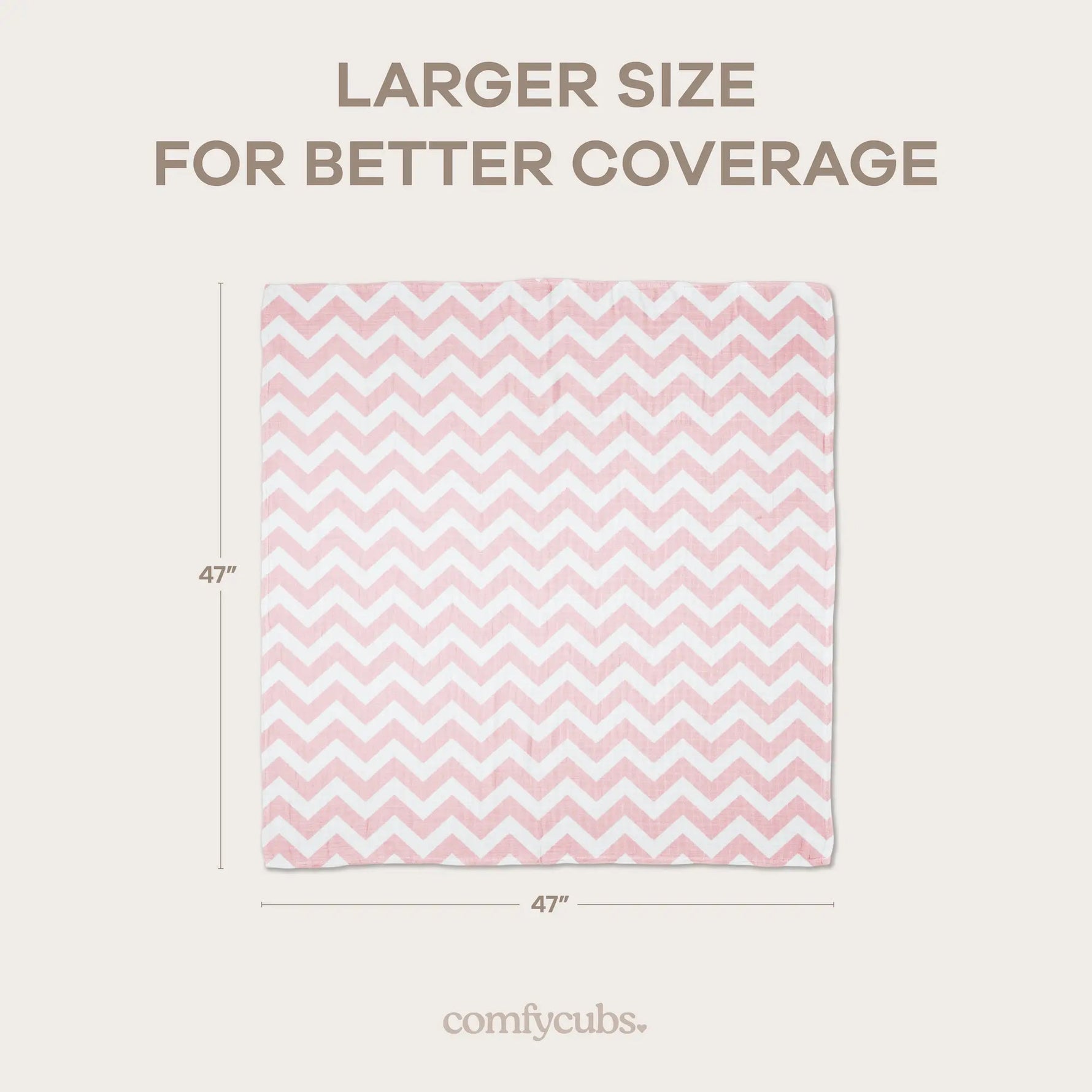 Comfy Cubs Muslin Swaddle Blankets 47” x 47” in Pink, 4 Pack - 