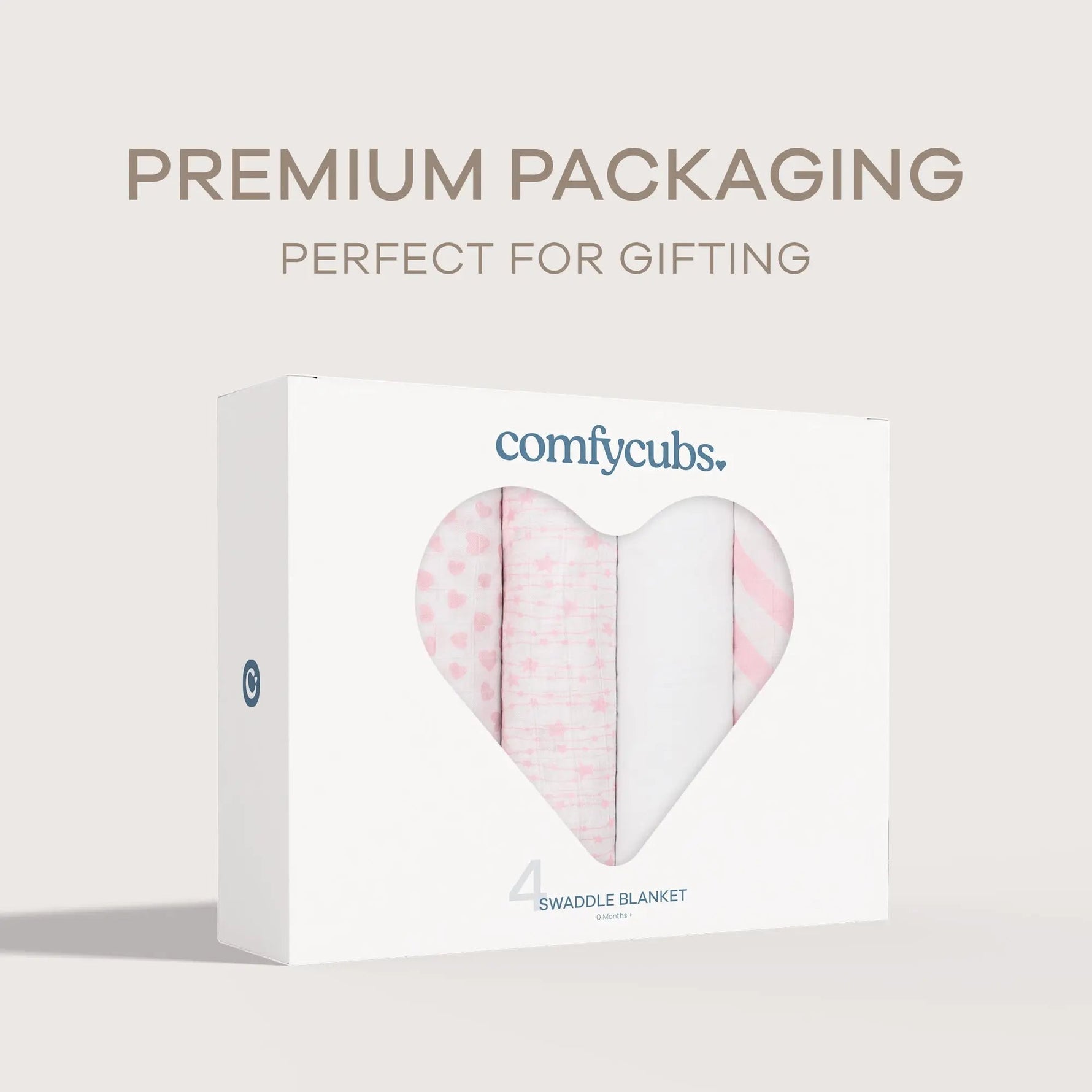 Comfy Cubs Muslin Swaddle Blankets 47” x 47” in Pink, 4 Pack - 