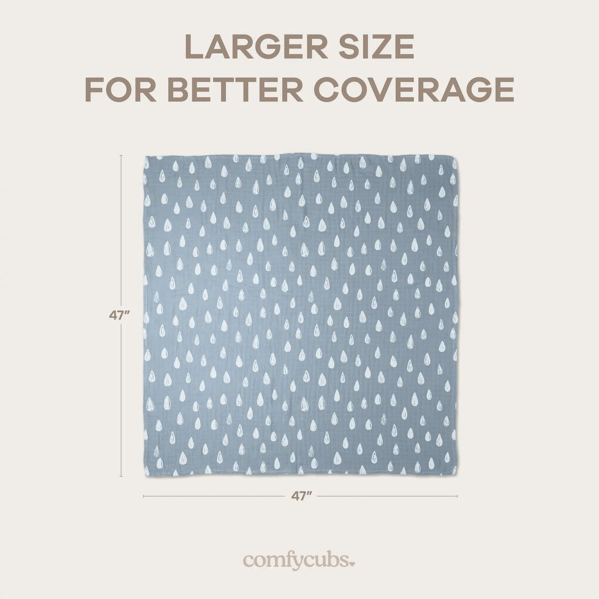 Comfy Cubs Muslin Swaddle Blankets 47” x 47” in Sun, Rainbow, Rain & Doodle, 4 Pack - 