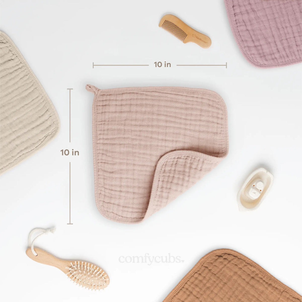 Comfy Cubs Muslin Washcloths in Blush - 