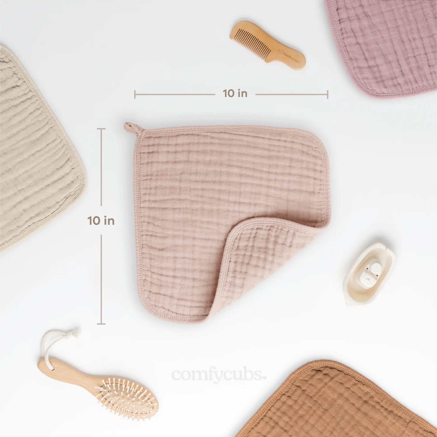 Comfy Cubs Muslin Washcloths in Blush - 