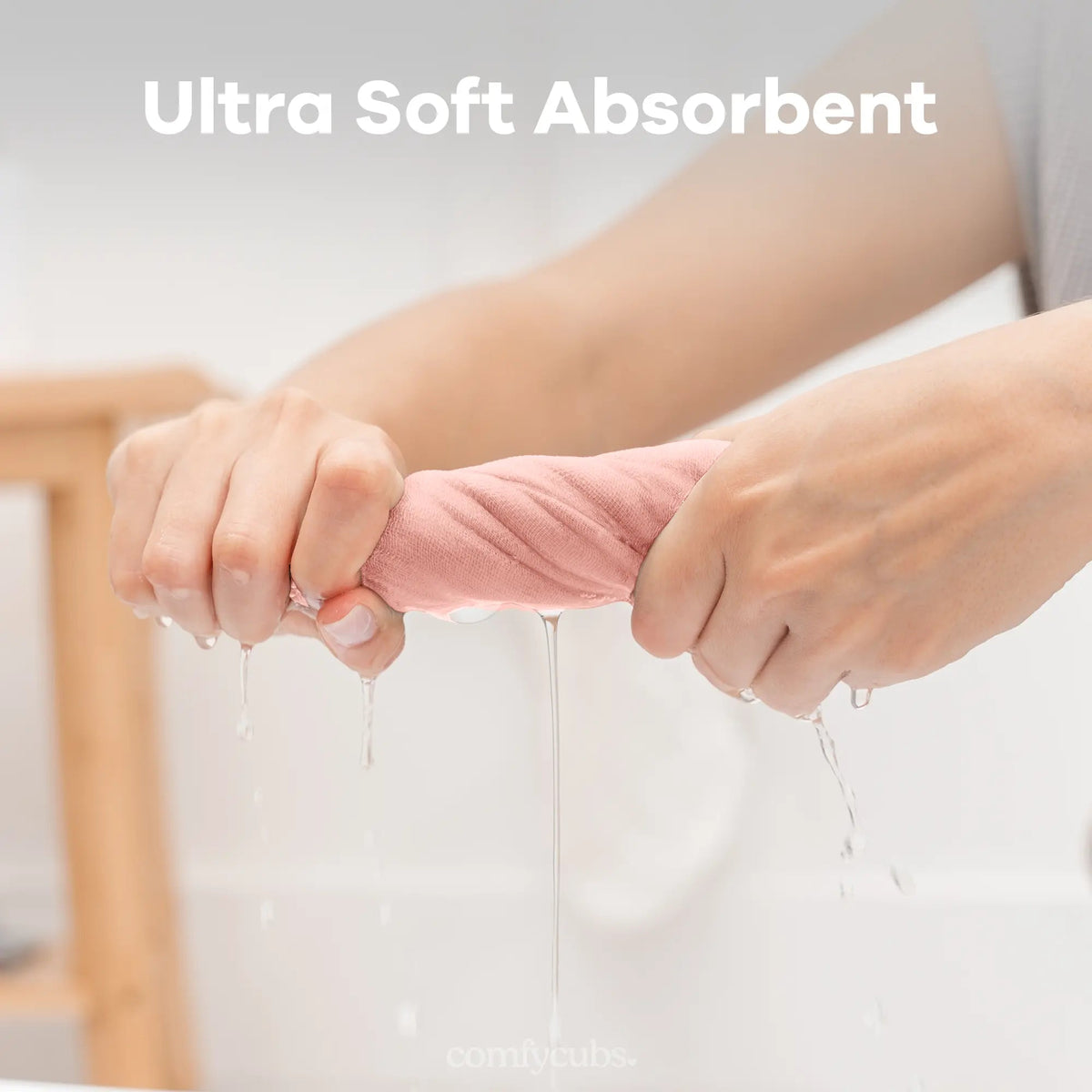 Comfy Cubs Muslin Washcloths in Bold Blush - 