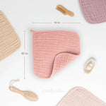 Comfy Cubs Muslin Washcloths in Bold Blush - 