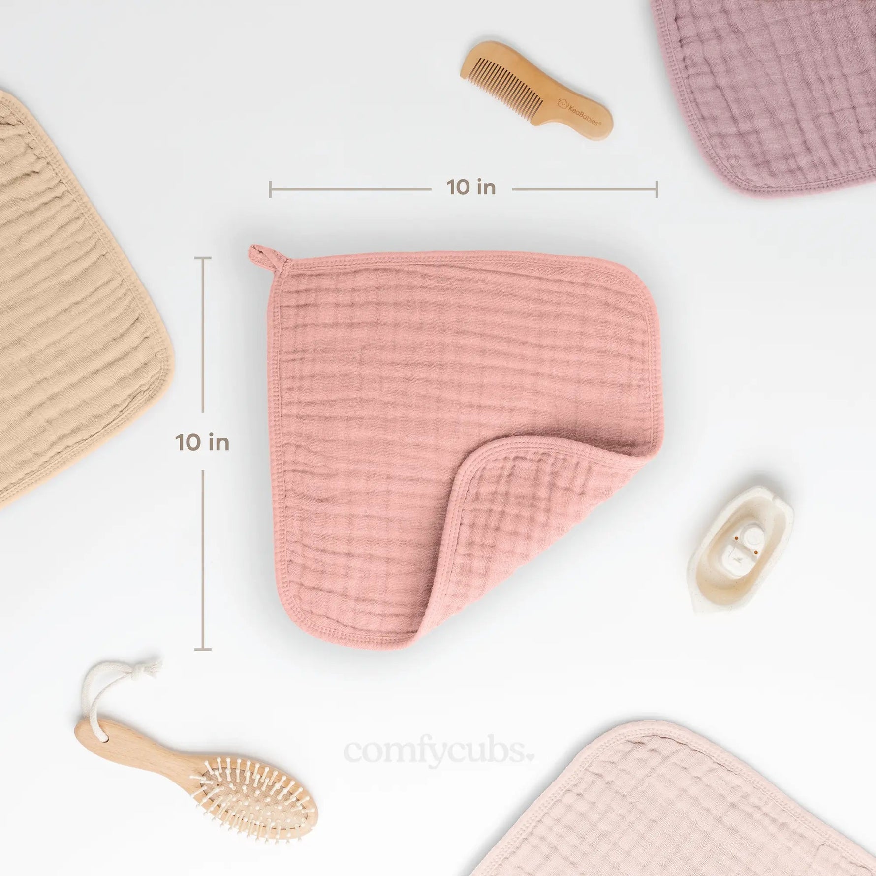 Comfy Cubs Muslin Washcloths in Bold Blush - 