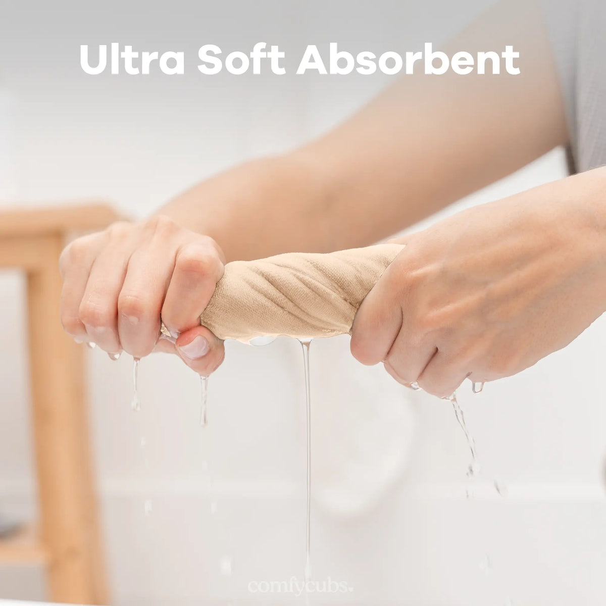 Comfy Cubs Muslin Washcloths in Cream - 