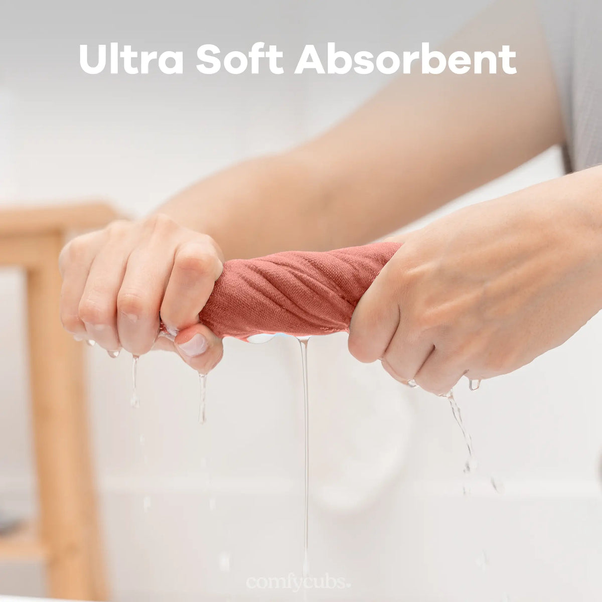 Comfy Cubs Muslin Washcloths in Dusty Rose - 