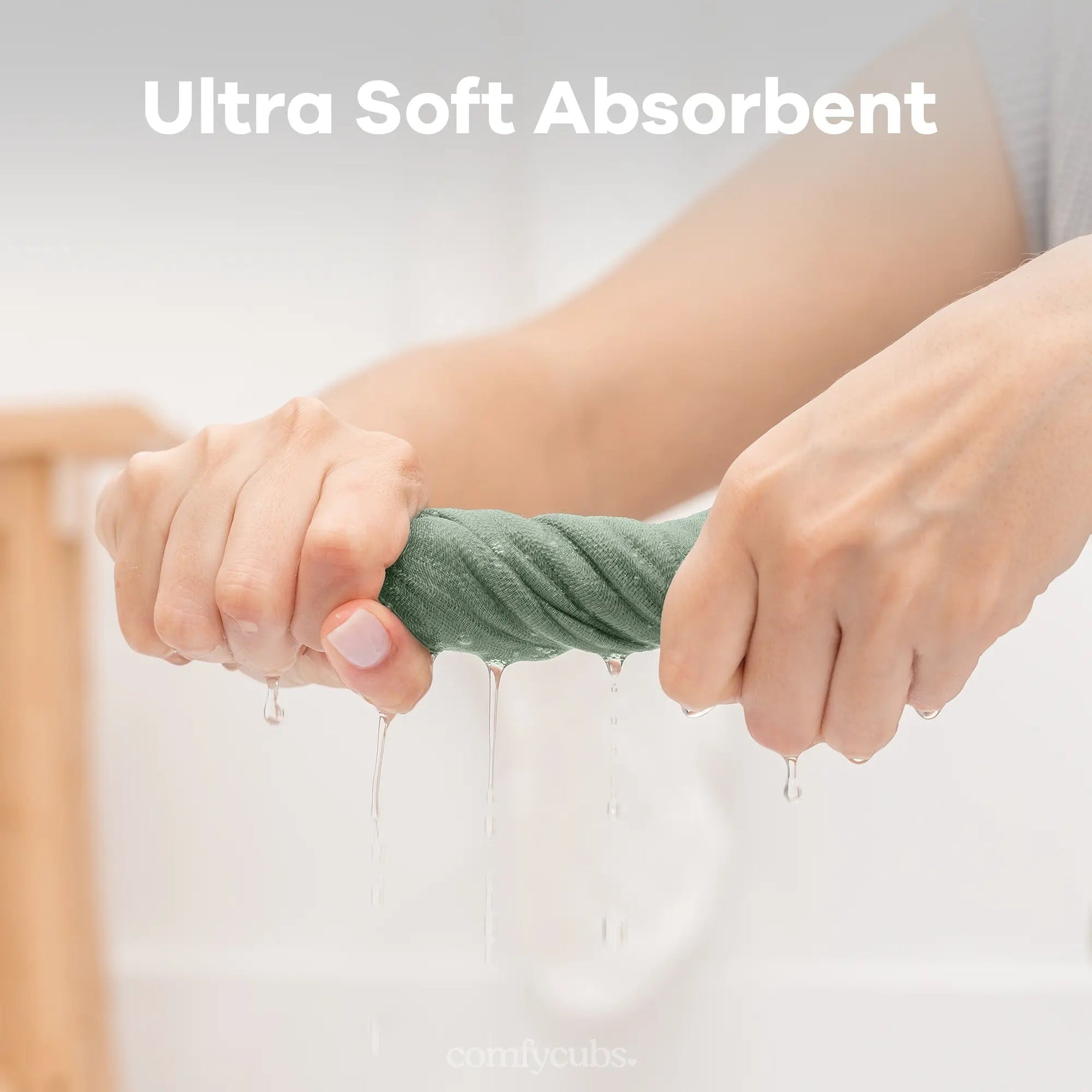 Comfy Cubs Muslin Washcloths in Fern - 