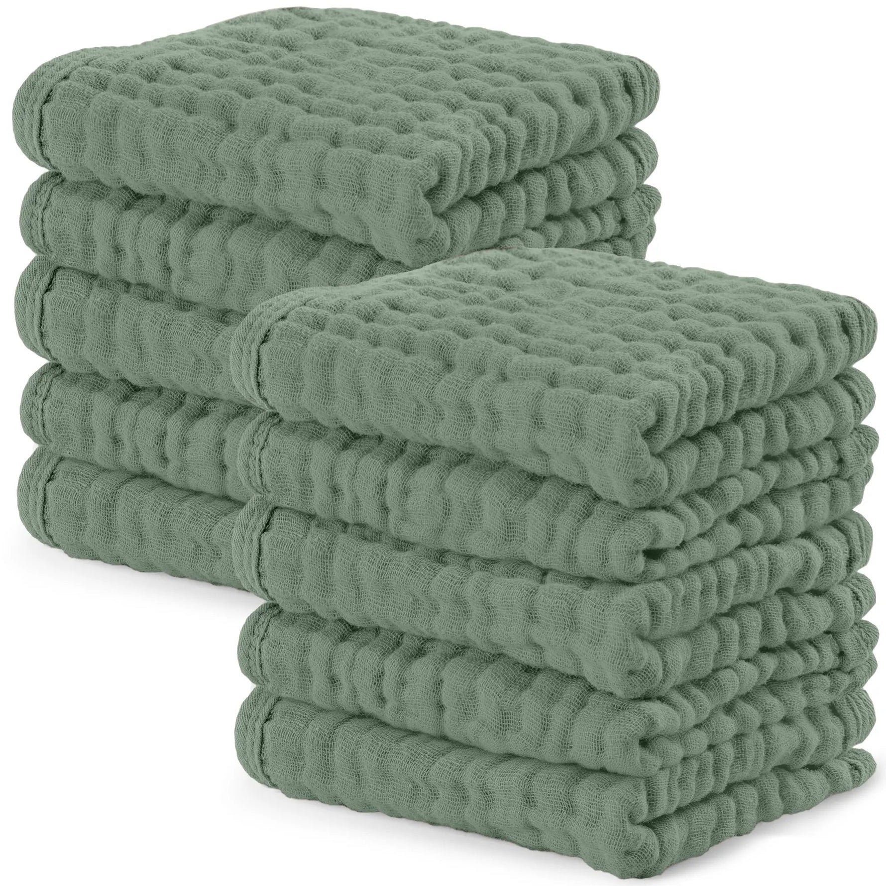 Comfy Cubs Muslin Washcloths in Fern - 