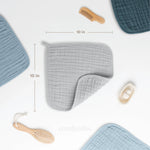 Comfy Cubs Muslin Washcloths in Heather Blue - 