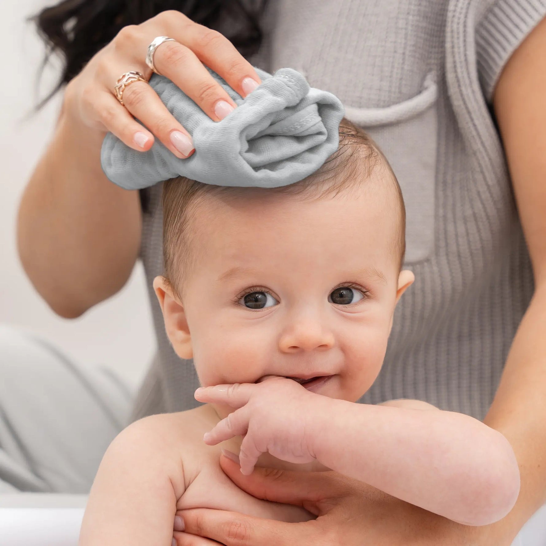 Comfy Cubs Muslin Washcloths in Heather Blue - 