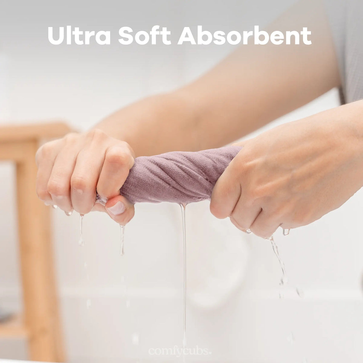 Comfy Cubs Muslin Washcloths in Mauve - 