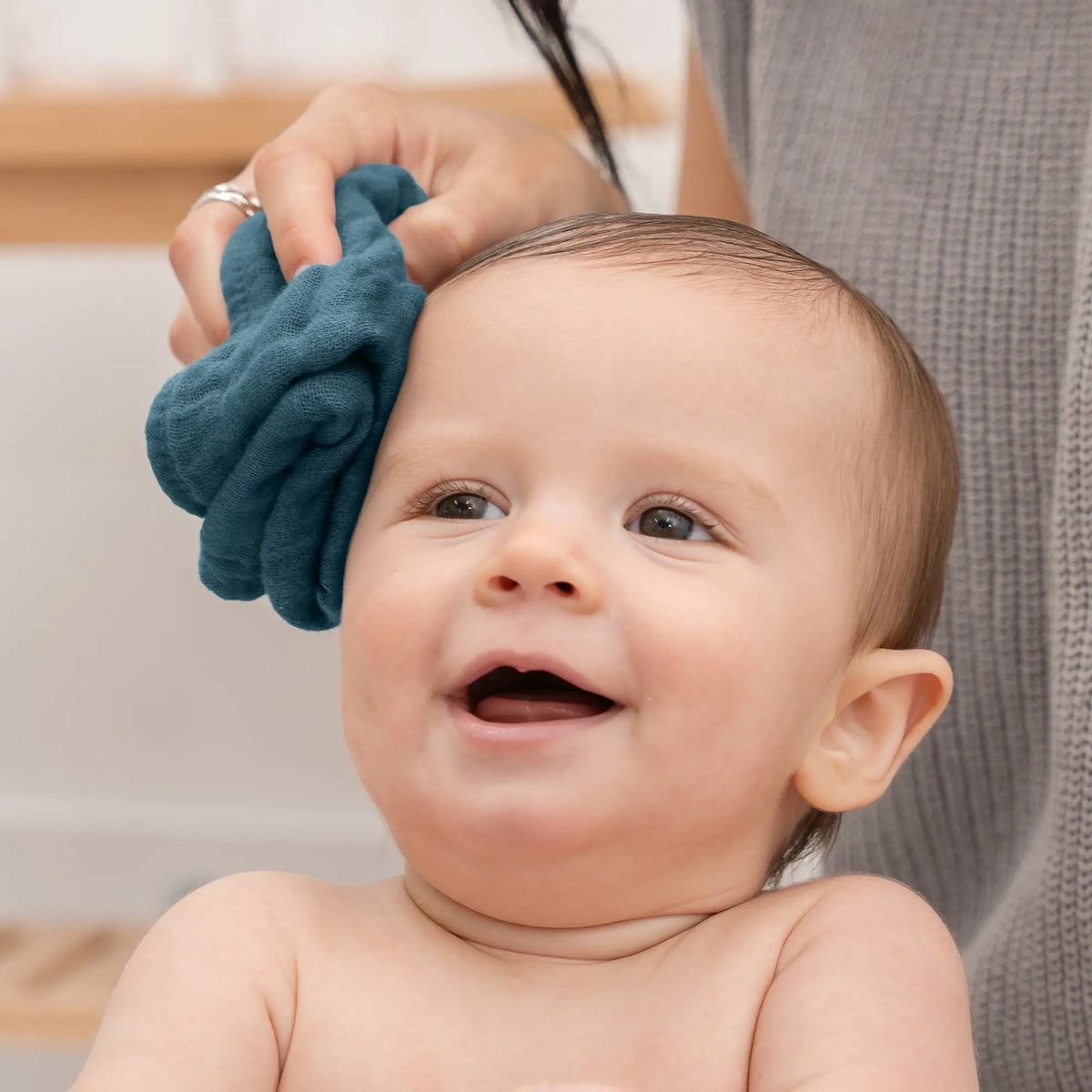 Comfy Cubs Muslin Washcloths in Neptune - 