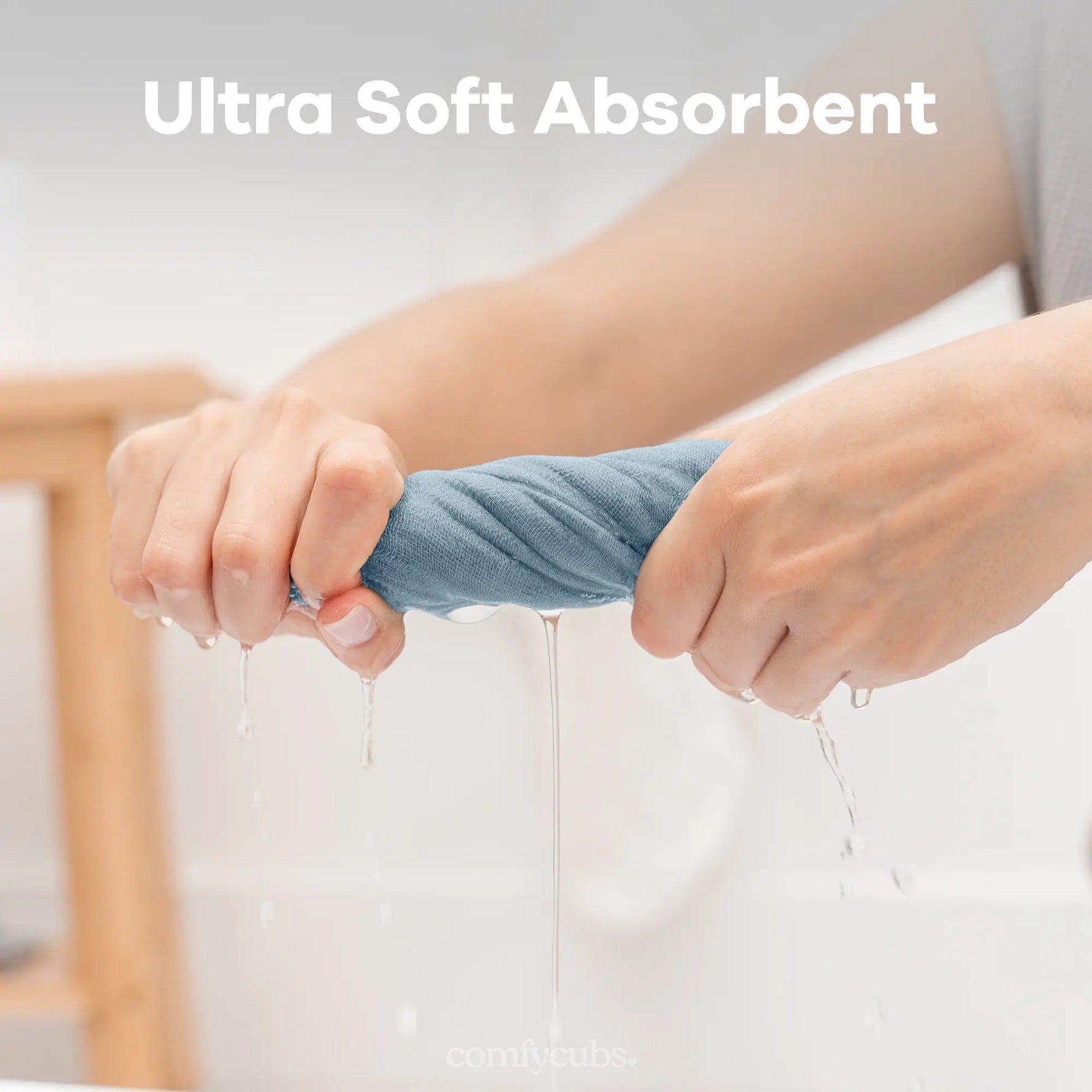 Comfy Cubs Muslin Washcloths in Pacific Blue - 