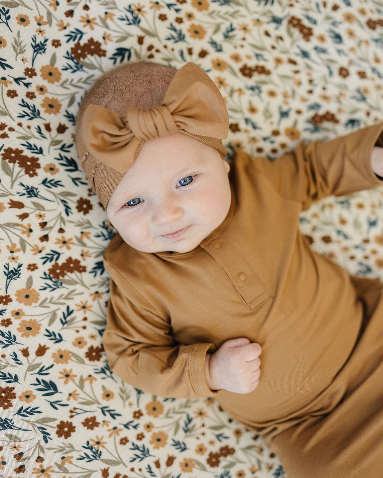 Mebie Baby Mustard Bamboo Head Wrap for Newborns and Up One Size Baby Accessory - 